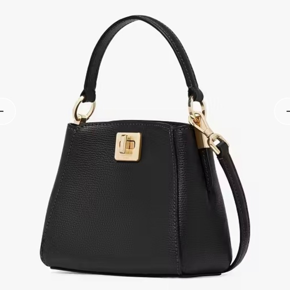 Kate Spade Phoebe Mini Top Handle Crossbody Bag Black Leather Turnlock - Picture 2 of 6